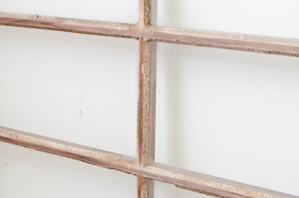 アンティーク建具　経年を感じさせる古い木味が魅力のガラス戸4枚セット(引き戸)(R-067359)