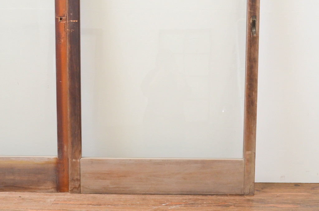 アンティーク建具　シンプルなデザインの大判ガラス戸3枚セット(引き戸)(R-067360)