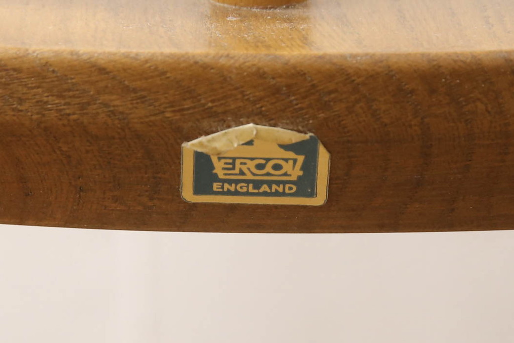 イギリスビンテージ　美品!!　ERCOL(アーコール)　木の温もり溢れるクエーカーロッキングチェア(アームチェア、板座チェア、ヴィンテージ、英国)(R-067113)