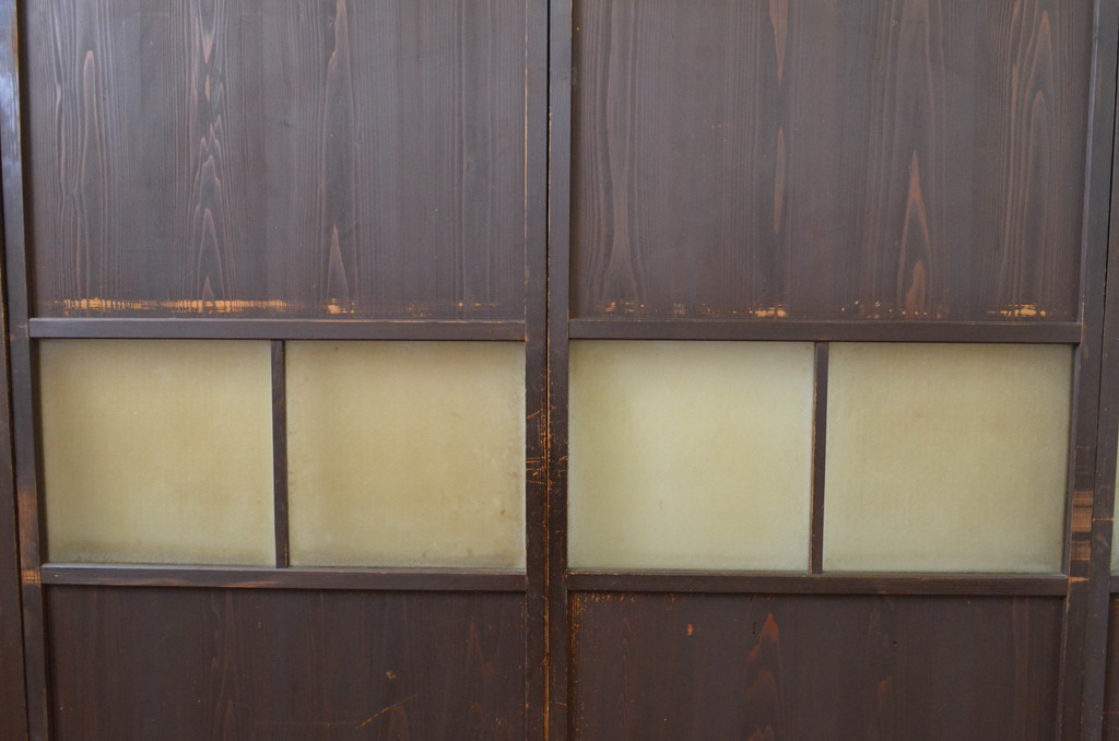 アンティーク建具　和の趣溢れるガラス帯戸4枚セット(引き戸、ガラス戸)(R-067188)