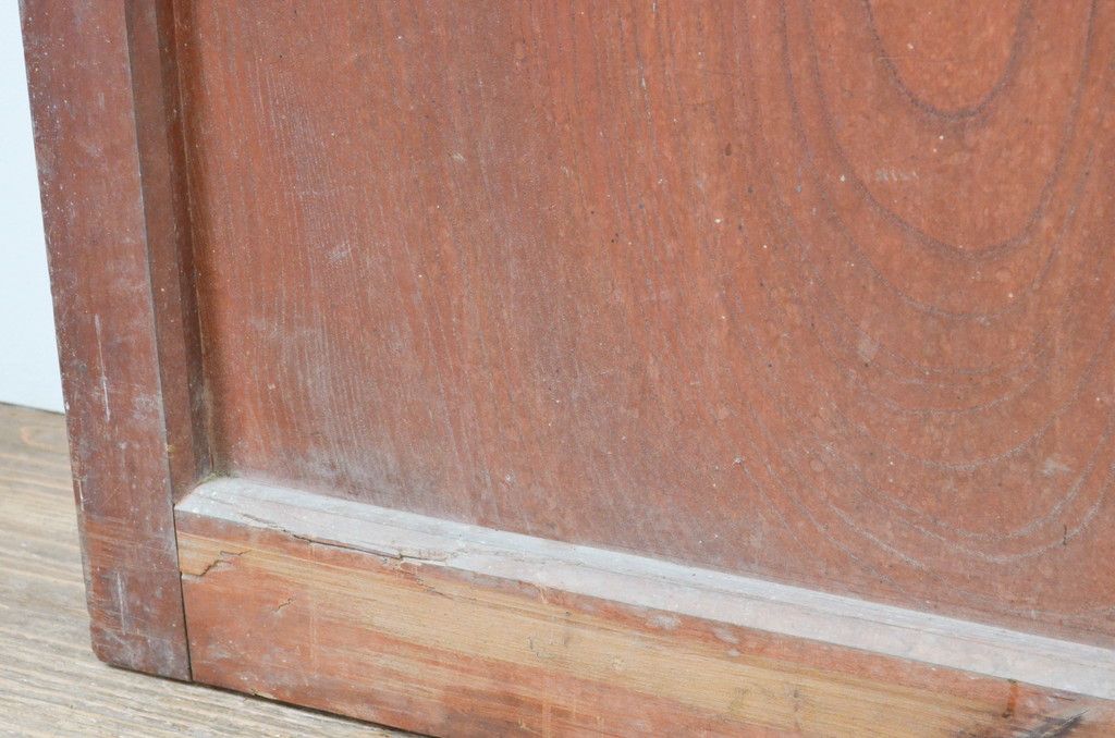 アンティーク建具　桜材　欅(ケヤキ)材　堂々とした存在感のある格子蔵戸1枚(格子戸、玄関戸、引き戸)(R-066773)