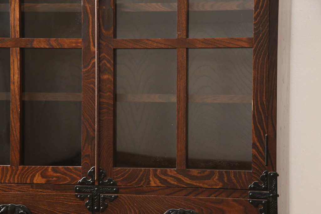 中古　美品　岩谷堂箪笥　和モダンスタイルのお部屋におすすめなブックケース(書棚、本箱、飾り棚、収納棚、戸棚、キャビネット)(R-067327)