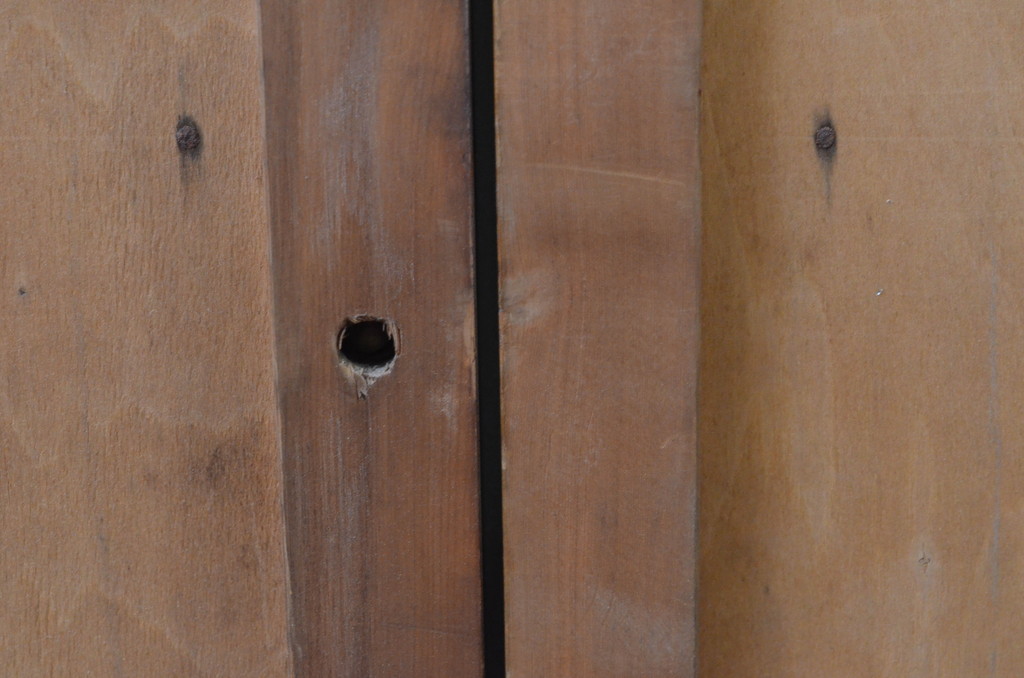 アンティーク建具　横桟　時を経た木色が味わい深い板戸2枚セット(窓、引き戸、舞良戸、まいらど)(R-067583)