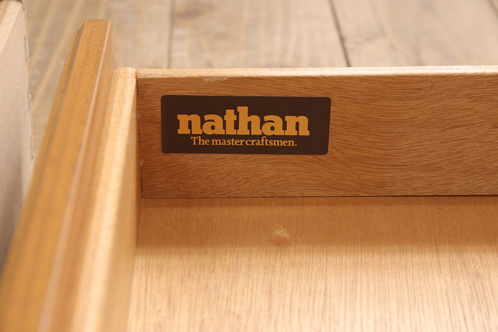 イギリスヴィンテージ　Nathan(ネイサン)社　チーク材　ライティングビューロー(チェスト、引き出し、ワークデスク、ビンテージ)(R-050186)