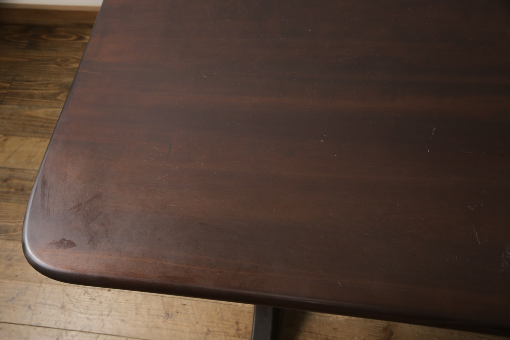 中古　美品　松本民芸家具　クラシカルな脚がおしゃれなT型食卓(ダイニングテーブル、4人掛け、6人掛け)(R-057807)