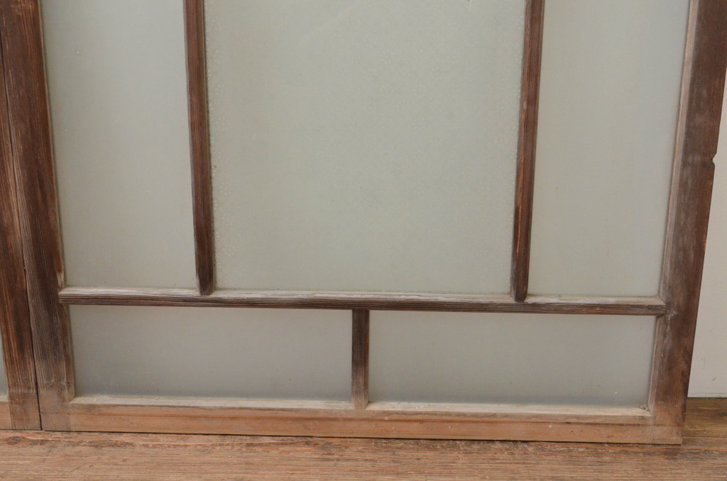 アンティーク建具　大正ロマンの雰囲気漂うガラス窓2枚セット(引き戸、ガラス戸)(R-067554)