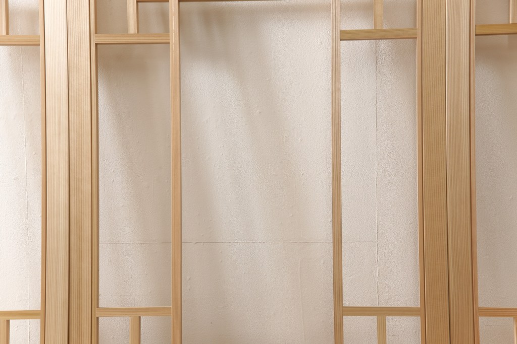 ラフジュ工房オリジナル　杉材　大正ロマン　和洋折衷なインテリアが叶うガラス戸4枚セット(色ガラスもお入れできます)(引き戸、建具)(R-057374)