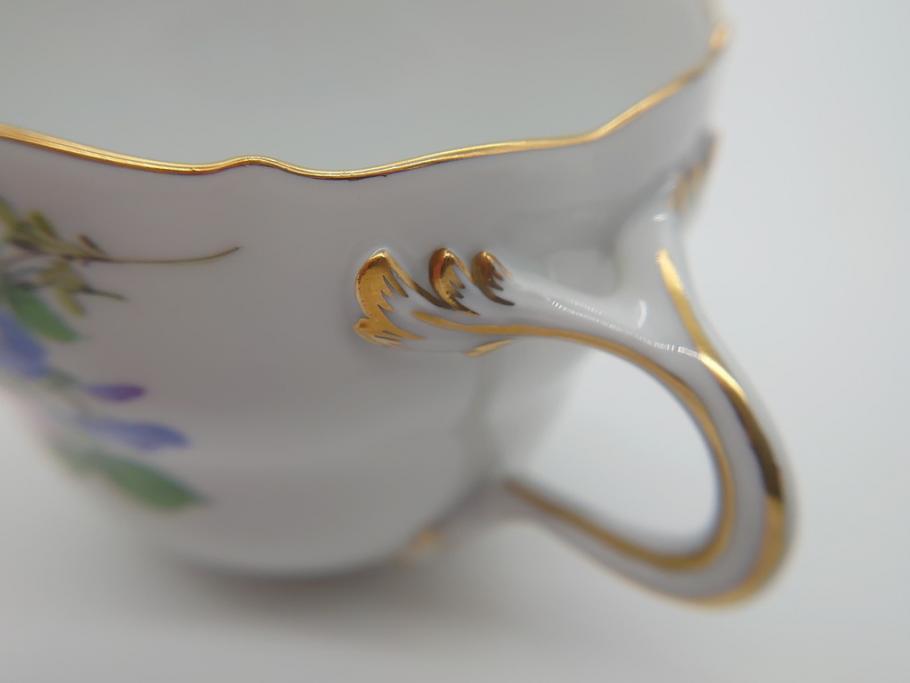 ドイツ　マイセン　Meissen　五つ花　メイン　ピンクローズ　ベーシックフラワー　気品あふれるコーヒーカップ&ソーサー(共箱付き、洋食器、西洋陶磁器、C&S)(R-061069)