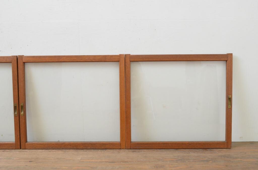 アンティーク建具　昭和レトロな雰囲気漂う大判ガラス窓4枚セット(引き戸、ガラス戸)(R-067959)