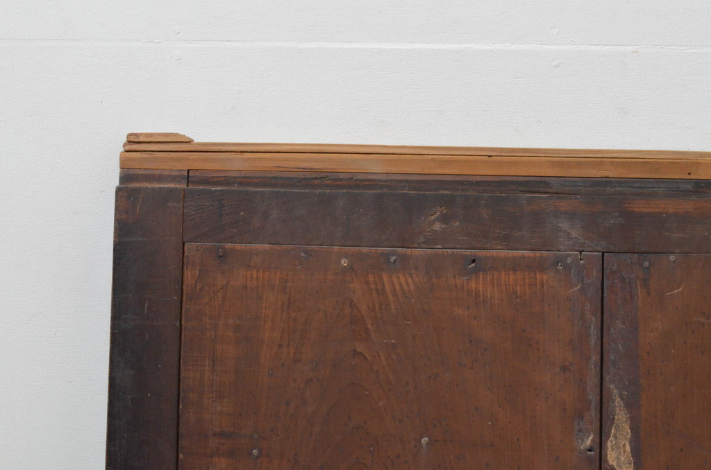 アンティーク建具　枠欅(ケヤキ)材　和の雰囲気溢れる縦格子の板戸窓1枚(格子戸、引き戸)(R-068044)