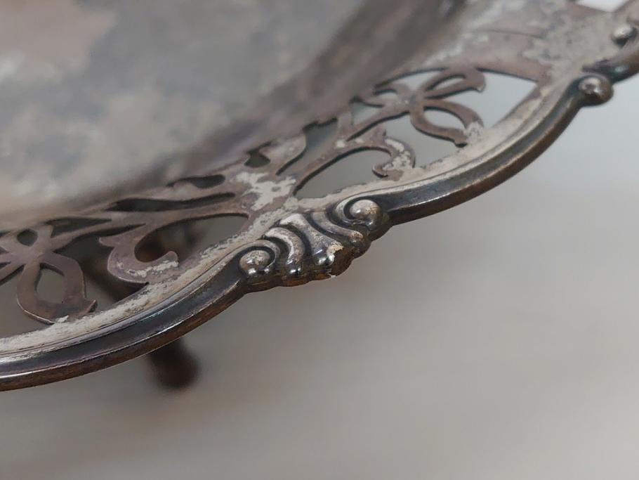 宮本商行　MIYAMOTO-SHOKO　純銀製　STERLINGSILVER　透飾貝脚　コンポート　540g　繊細な装飾がテーブルに華やぎをもたらす菓子器(皿)(R-063270)