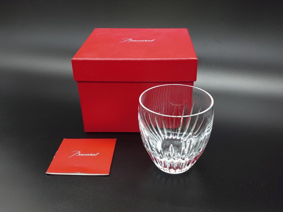 フランス　バカラ(Baccarat)　マッセナ　タンブラー　美しい煌きのクリスタルグラス(共箱付き、ロックグラス)(R-061661)