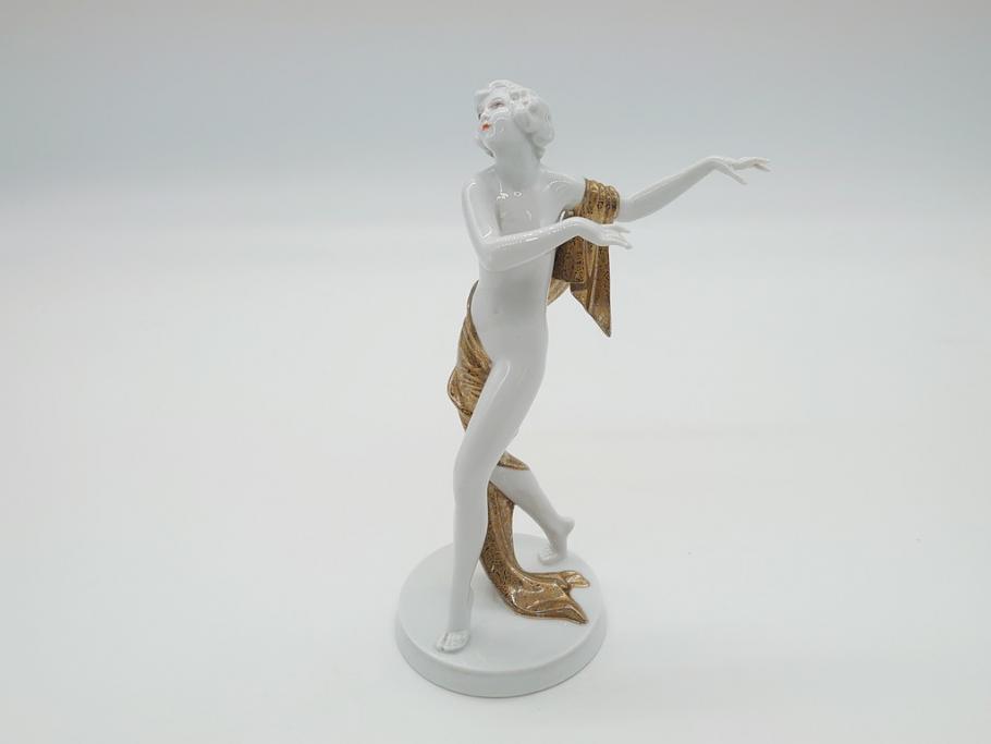 ドイツ ローゼンタール(Rosenthal) 裸婦 女性 今にも動き出しそうなしなやかな造りのフィギュリン(陶磁器、置物)(R-061141)  ラフジュ工房