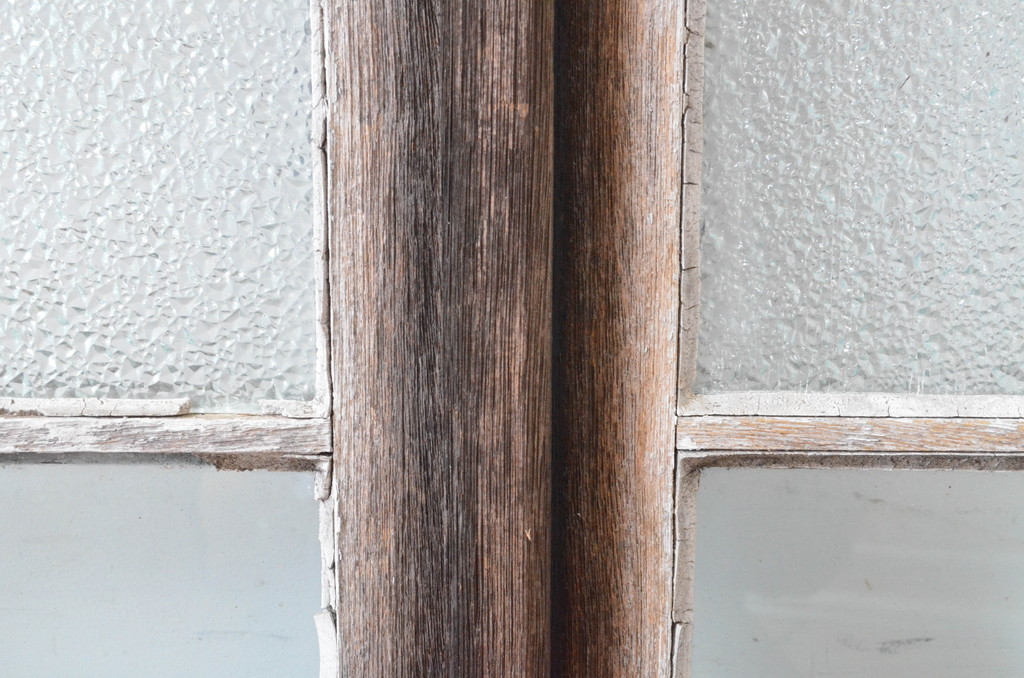 アンティーク建具　大正ロマンの古い洋館で使われていたグレモン錠付き両開き窓と明かり取りのセット(突き出し窓、ガラス扉、明かり取り、明り取り)(R-065361)