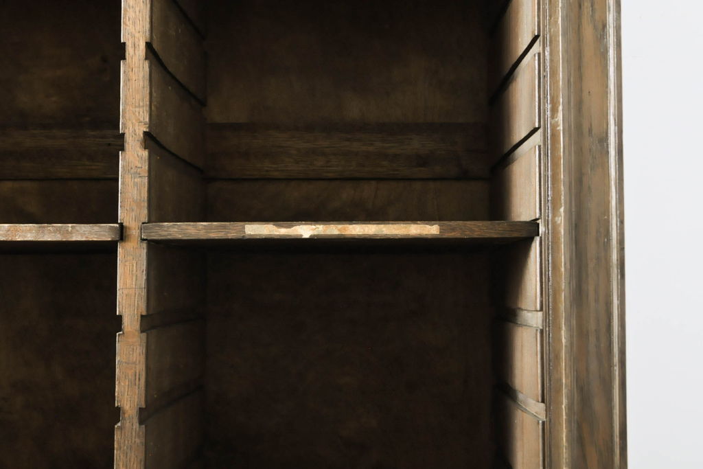 和製アンティーク　超特大　ここまで大きなサイズは激レア!古い大学のナラ(楢)材製書棚(ブックケース、キャビネット、収納棚、本棚)(R-060516)