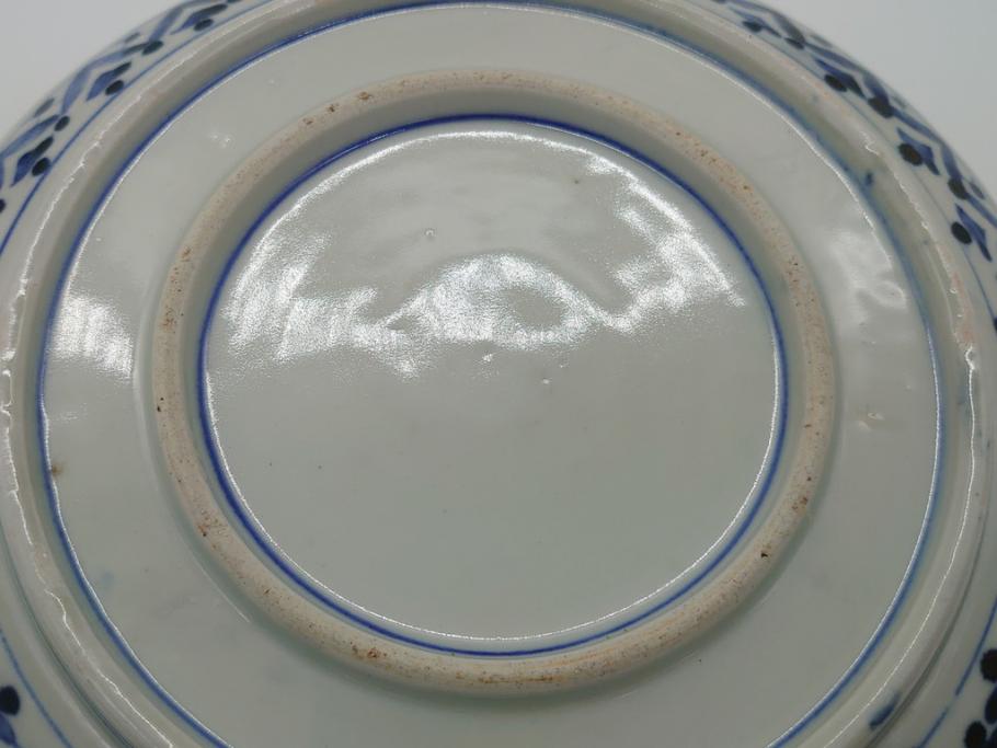 幕末期　上手物　金彩色絵　二重高台　8.3寸皿　約25cm　きらびやかに輝き美しい大鉢(八寸三分、和皿、皿、大皿、紅葉、小花、獅子、渦、和食器)(R-061701)