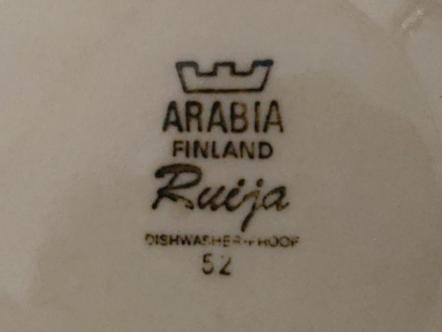 ARABIA　FINLAND　Ruija(ルイージャ)　Ulla Procope(ウラ・プロコッペ)　優しさと温かみある絵付けが印象的なティーカップ&ソーサー3客セット(アラビア、フィンランド、Sモデル、北欧食器、C&S)(R-061720)