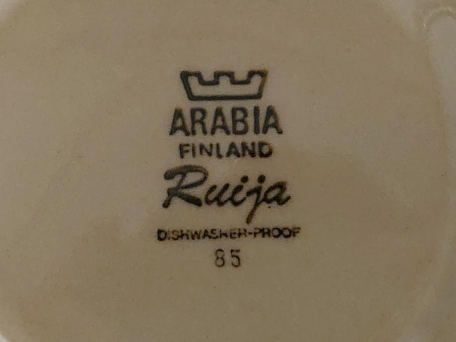 ARABIA　FINLAND　Ruija(ルイージャ)　Ulla Procope(ウラ・プロコッペ)　優しさと温かみある絵付けが印象的なティーカップ&ソーサー3客セット(アラビアフィンランド、Sモデル、北欧食器、C&S)(R-061721)