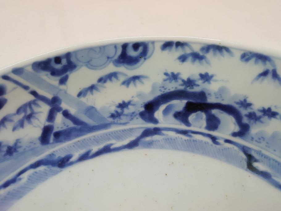江戸期　太明成化年製　古伊万里　染付　松竹梅　1尺　約30cm　大皿(和食器、和皿、一尺)(R-063945)