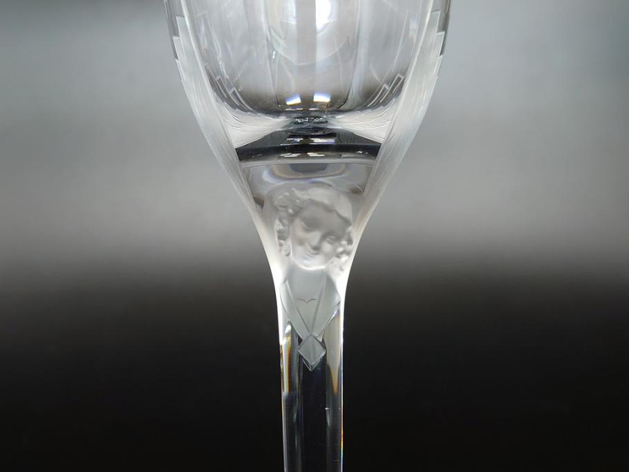 フランス　LALIQUE(ラリック)　アンジュ　天使　シャンパンフルート　上品で洗練されたワイングラス2客セット(1客は箱無し、Marc Lalique、マーク・ラリック、クリスタル)(R-061692)