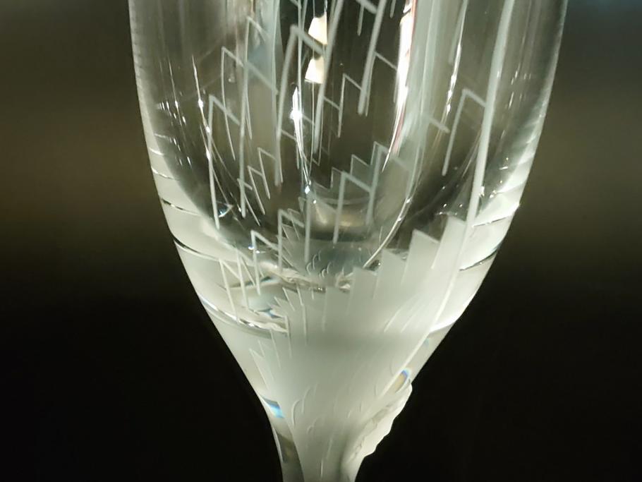 フランス　LALIQUE(ラリック)　アンジュ　天使　シャンパンフルート　上品で洗練されたワイングラス2客セット(1客は箱無し、Marc Lalique、マーク・ラリック、クリスタル)(R-061692)