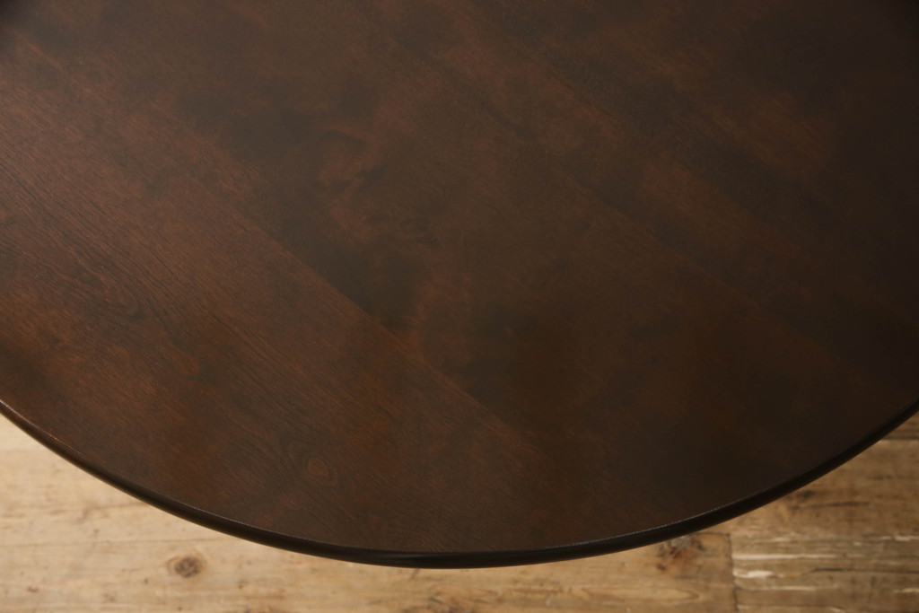 和製ビンテージ　松本民芸家具　洗練された佇まいのラウンドテーブル(D型ペディスタル卓、ダイニングテーブル、4人掛け、2人掛け、食卓、丸テーブル、ヴィンテージ)(定価約29万円)(R-066123)