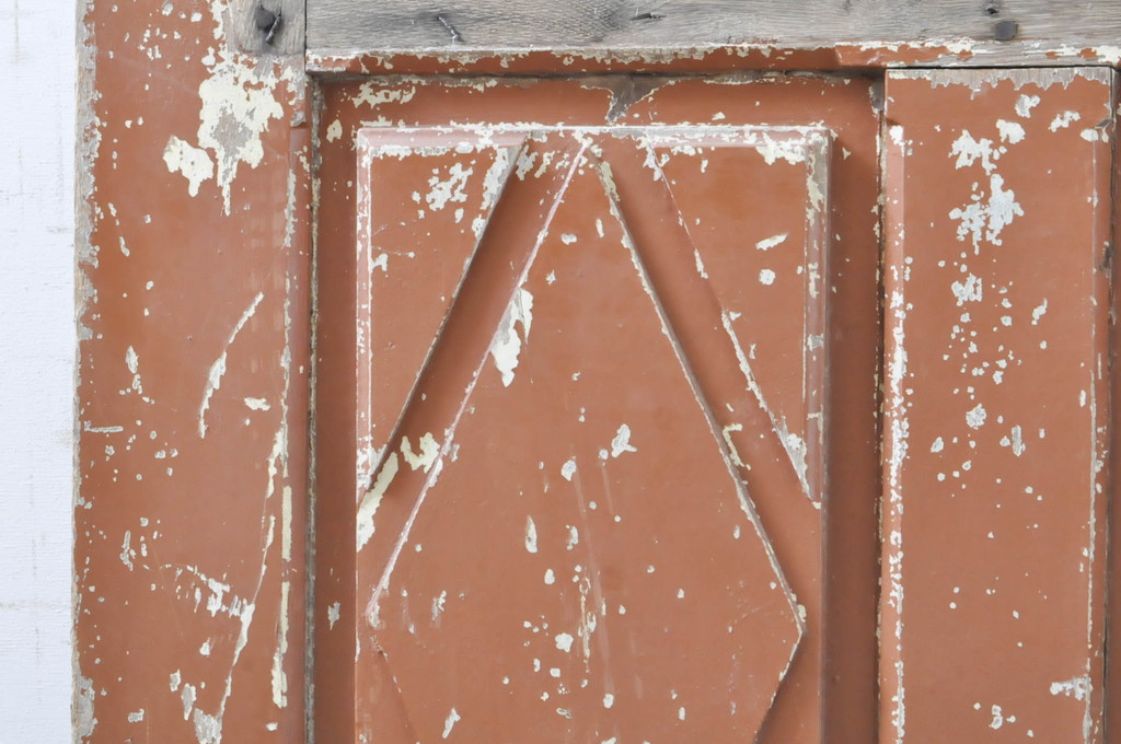 海外アンティーク　ペイント仕上げ限定　凝ったデザインのアイアンフェンス入りの片開きドア1枚(建具、木製扉)(R-068517)