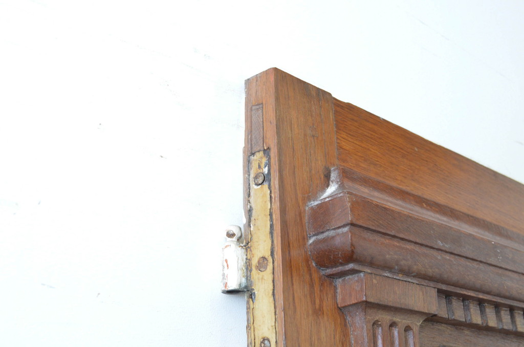 海外アンティーク　オーク材　特大!!小洒落たデザインのアイアンフェンス入りの背の高いドア1枚(建具、木製扉)(R-068244)