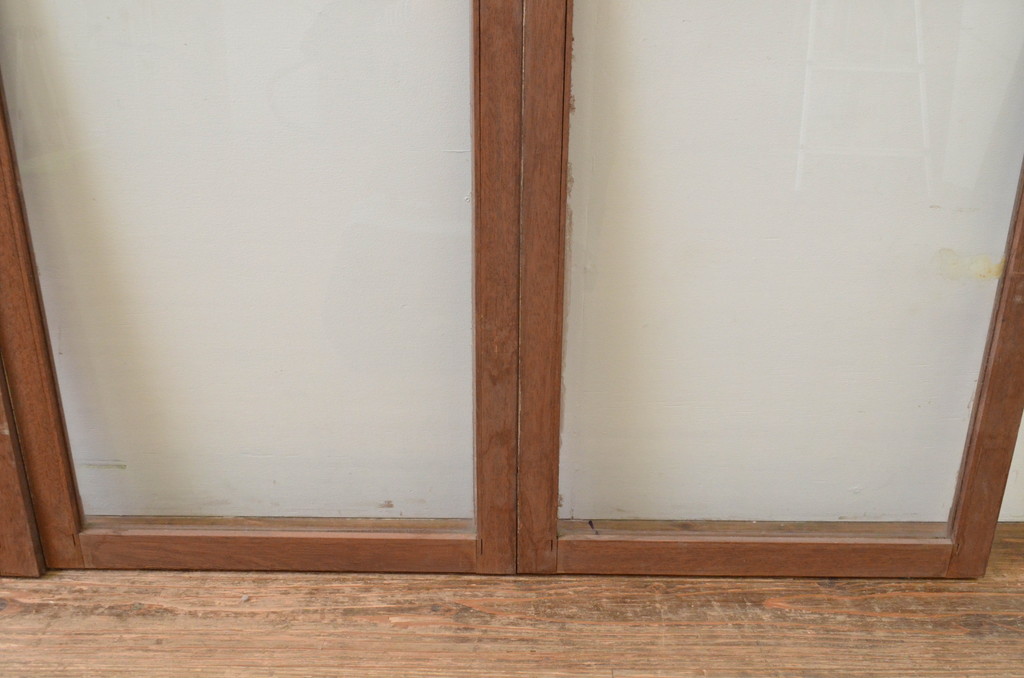 アンティーク建具　シンプルデザインの大判ガラス窓4枚セット(引き戸、ガラス戸)(R-067759)