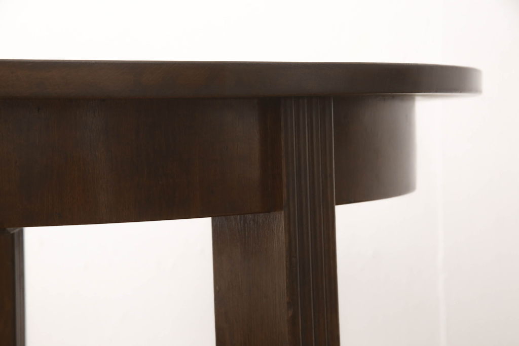 和製アンティーク　昭和初期　希少デザイン　落ち着いた色味が素敵なエクステンションテーブル(ダイニングテーブル、2人掛け、4人掛け、6人掛け、食卓、丸テーブル、ラウンドテーブル)(R-060813)
