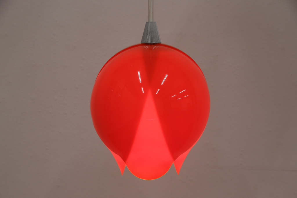 昭和レトロ　松下電工(ナショナル)　レトロポップでかわいらしいチューリップ照明(ペンダントライト、天井照明、シェード、吊り下げ照明)(R-057761)