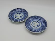 江戸期　白磁　陽刻　龍の図　角皿5枚セット(中国?、小皿、深皿、鉢)(R-045722)
