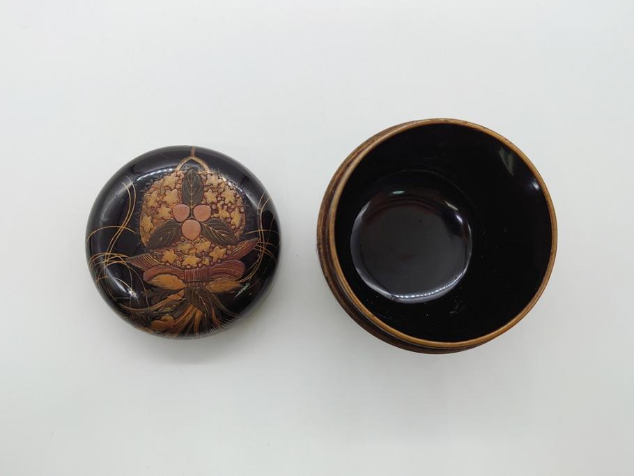時代物　蒔絵　香合　棗　2個セット(小物入れ、茶道具、茶器、漆器、漆工芸)(R-061795)