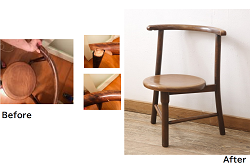 フランスアンティーク　ナラ(楢)材　レトロな雰囲気の可愛らしいペイントチェア(板座チェア、ダイニングチェア、椅子、イス)(R-071994)