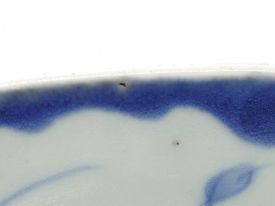 江戸期　古伊万里　大明年製　染付　山水図　9.2寸皿　約28cm　繊細な絵付けが美しい深鉢(九寸二分、和皿、深皿、和食器)(R-061818)