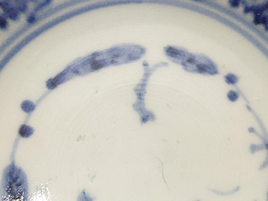 江戸期　古伊万里　染付　蛸唐草文　5寸皿　約15cm　伊万里焼の伝統美が詰まった皿3枚セット(五寸、和皿、小皿、小鉢、和食器)(R-061820)