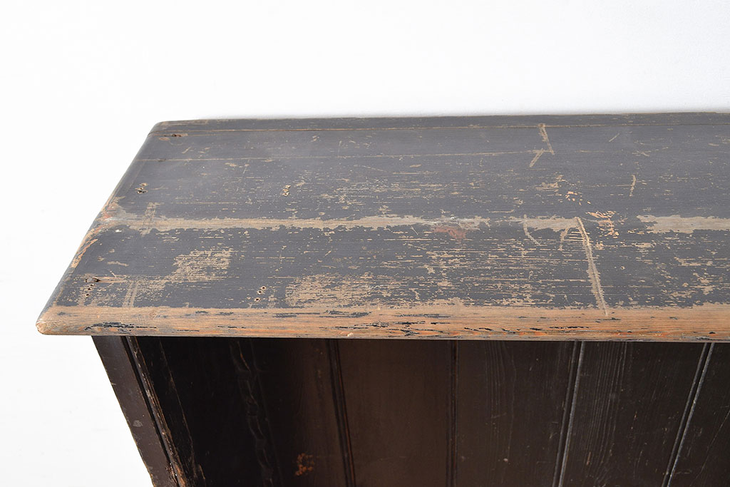 和製アンティーク　昭和中期　ダークトーンの木色と使い込まれた風合いが味わい深いオープンラック(収納棚、ウッドシェルフ、飾り棚、本棚)(R-047292)