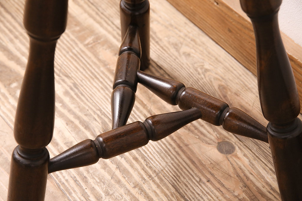 中古　松本民芸家具　花台としても活躍する温もりあふれる三脚スツール(椅子、花台)(R-048014)