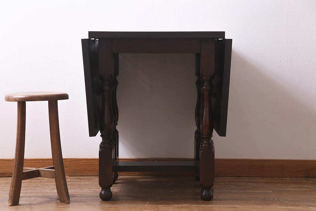 中古　松本民芸家具　M型　上品で落ち着いた雰囲気のバタフライテーブル(エクステンションテーブル、バタフライ卓)(定価約20万円)(R-037748)