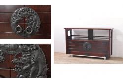 アンティーク家具　和モダンスタイルのインテリアにおすすめの収納箪笥サイドボード(テレビ台)(R-036678)