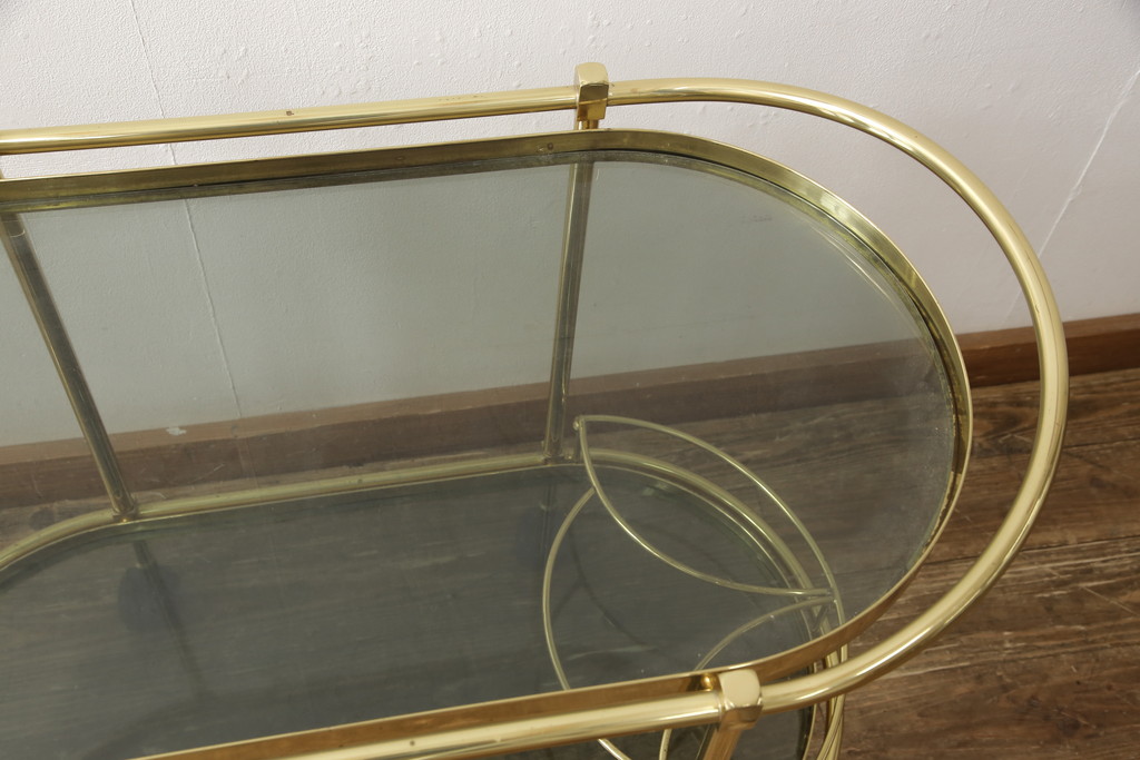 中古　イタリア輸入家具　繊細な曲線がエレガントなキャスターワゴン(サイドワゴン、サイドテーブル)(R-058245)