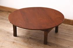 和製アンティーク　昭和初期　くっきりとした木目が趣溢れる栓材製のちゃぶ台(座卓、ローテーブル、折りたたみテーブル)(R-047410)