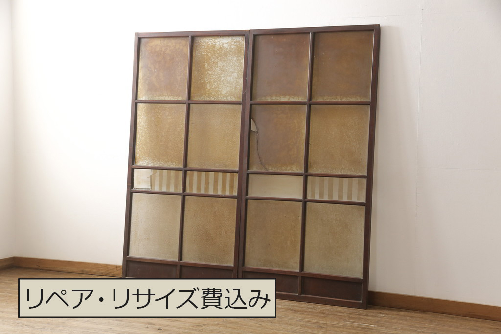 予約販売 アンティーク建具 特注品 総欅(ケヤキ)材 ケヤキの引き戸は 建具