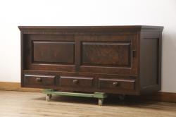 アンティーク雑貨　和製アンティーク　上品な古いナラ材の小振りな3段レターラック(壁掛け収納棚・状差し)