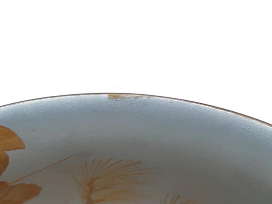 蒔絵　木製　内銀塗　漆　松牡丹文　凛とした気品漂う杯洗2客セット(盃洗、椀、お盆、和食器)(R-062076)