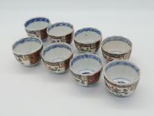 古い　笠原窯　渦巻　蓋付　小吸物碗10客　共箱(和食器)(R-045678)