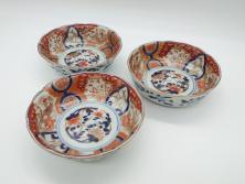 幕末明治期　伊万里焼　牡丹の図　色絵深鉢(深皿、二重高台)
