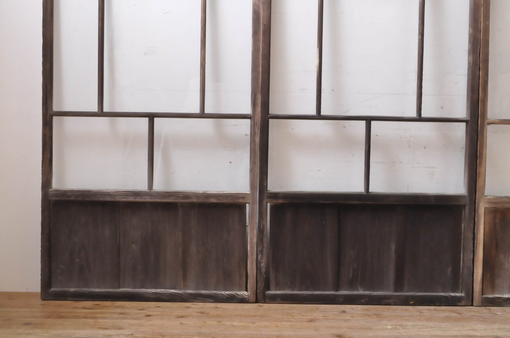 アンティーク建具　大正ロマン　和の空間を演出するガラス戸4枚セット(引き戸)(R-069158)