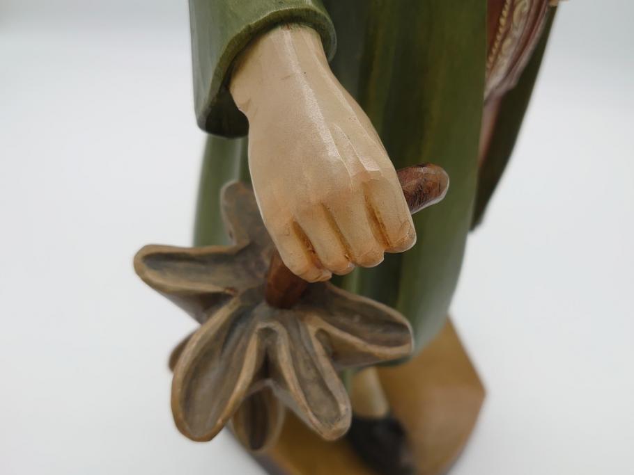 イタリア　ANRI(アンリ)　傘を持つ男　紳士　高さ約52cm　手彫りの温かい味わいが伝わってくる木彫り人形(置物、ウッドドール)(R-062099)