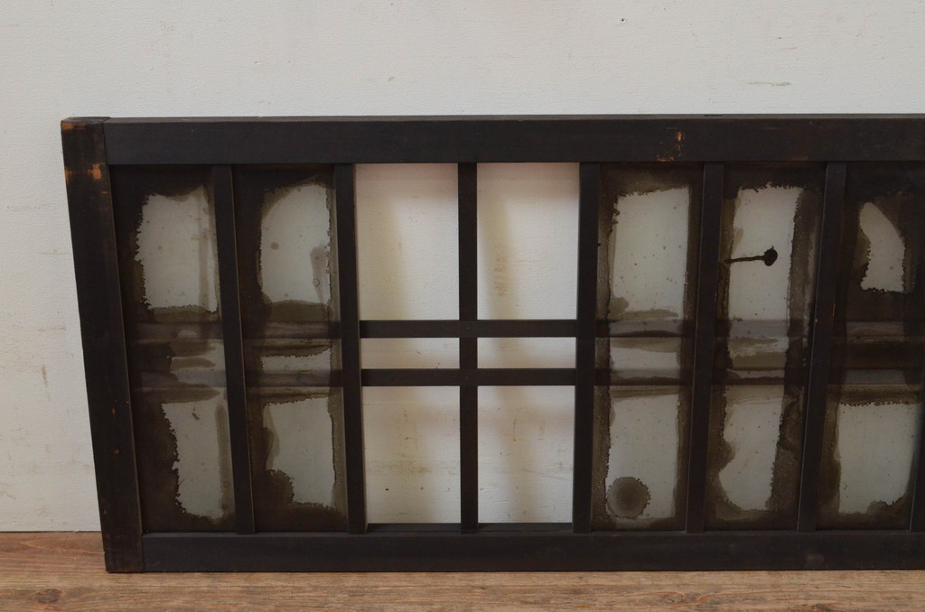 アンティーク建具　ノスタルジックな雰囲気溢れるガラス欄間2枚セット(明り取り、明かり取り)(R-069578)